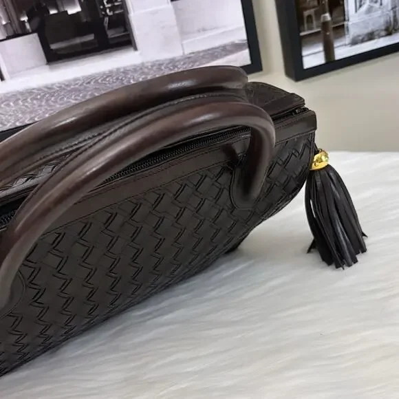 BALLY HandBag Leather Brown Gold Authentic - Picture 9 of 13